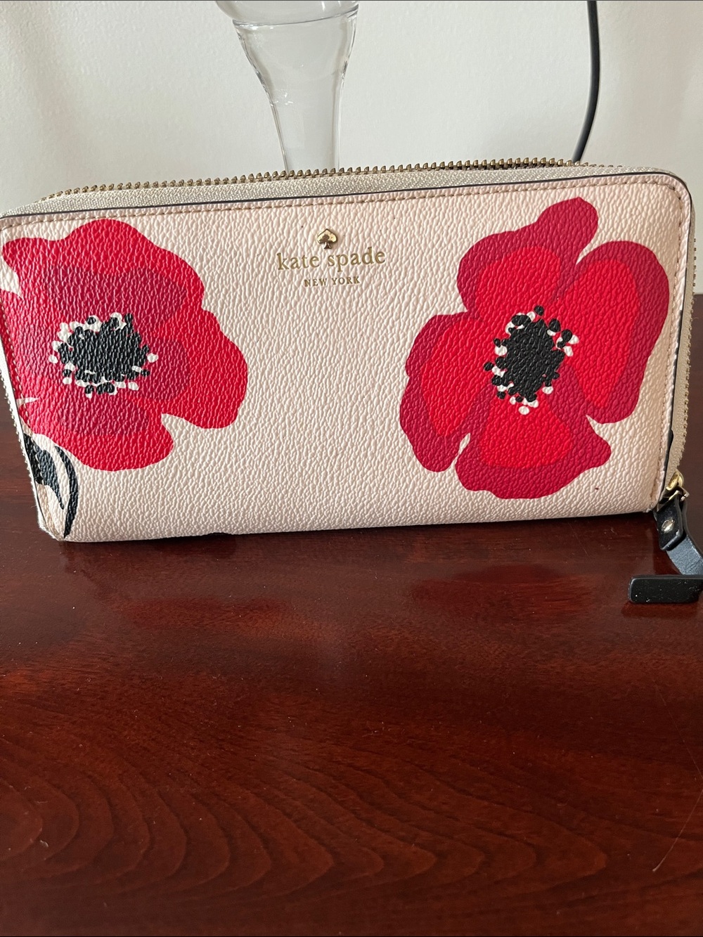 kate spade Pink and Red Floral Zip Wallet